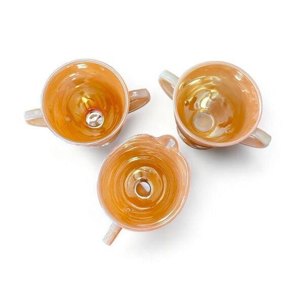 Anchor Hocking Fire King Peach Luster Sugar & Creamer Set - Picture 4 of 4